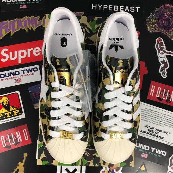 Adidas X Bape Superstar ABC Green Camo Size 6 - Picture 4 of 7